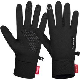 Lapulas Cycling Gloves, Unisex Winter Thin Thermal Gloves Lightweight Touch Screen Gloves Black Warm Liner Running Gloves Outdoor Climbing Driving Biking Gloves for Men Women Ladies