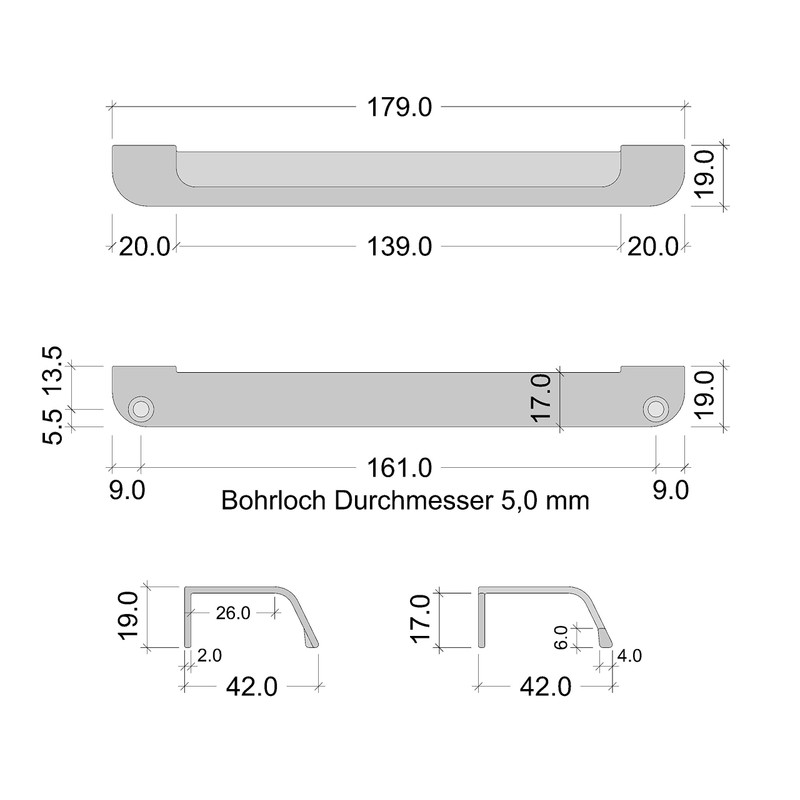 Gedotec H10133 Stainless Steel Furniture Handle Kitchen Handle Profile Strip