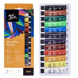 Mont Marte Signature Gouache Paint, 24 x 0.4oz (12ml), Semi-Matte Finish, 24 Colors, Suitable for use with Canvas, Watercolor Paper, Watercolor Paints and Mixed Media