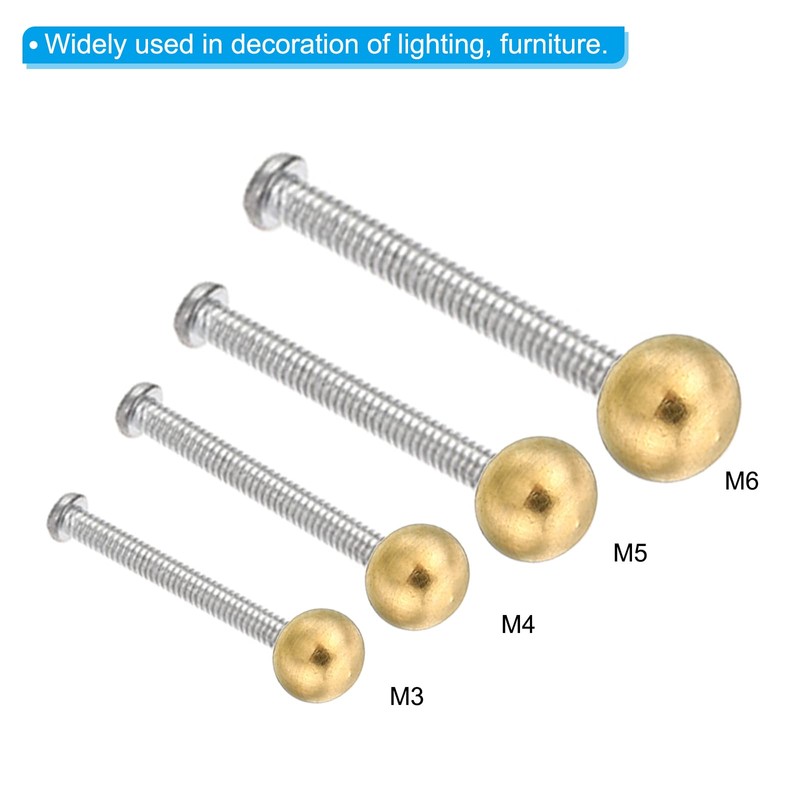 PATIKIL 5pcs M6x1 Screw Cap Nut Knob Brass Ball Lamp