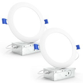 Sunco Recessed Lighting 6 Inch LED, Canless Ceiling Lights Slim with Junction Box, 850 LM, 14W (100W Equivalent), 3000K Warm White, Dimmable, Wafer Thin, 50000 Lifetime Hours ETL 2 Pack