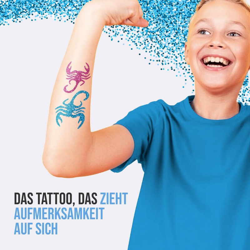 My First Tattoo - Temporary Glitter Tattoo Set for Boys