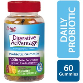 Digestive Advantage Digestive Advantage 3-in-1 Natural Fruit Flavors Probiotic Gummies for Women & Men Occasional Bloating, Minor Abdominal Discomfort & Gut Health, 60 Count Gummies (6 Pack)