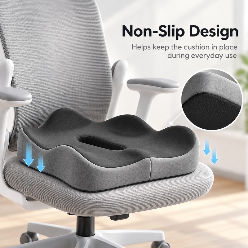Memory Foam Seat Cushion for Office & Car – Non-Slip