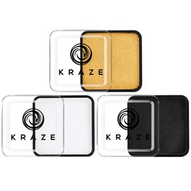 Kraze FX Gold, Black & White Face Paint Set (25 gm each) - Hypoallergenic, Non-Toxic, Water Activated Professional Face & Body Painting Makeup, Combo Value Pack