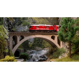 NOCH Brombenzviaduct Model Building Laser Cut Kit, 18.6 x 3.8 cm, Height 8.6 cm, for N Track, Realistic Railway Bridge