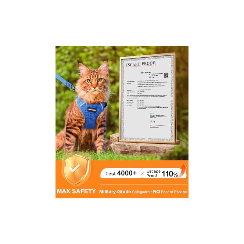 Halypet Cat Harness and Leash Set [ MAX Safety Third