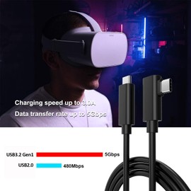 Easy Hood Cable Right Angle 90 Degree Type C Charging and Data Transfer Cable (VR Cable 5M)