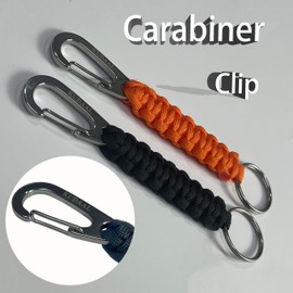Paracord Keychain with Carabiner, Key Fob Braided Lanyard Keychain with Utility Ring & Enlarged Mouth Clip