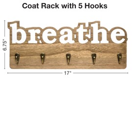 EXCELLO GLOBAL PRODUCTS Rustic Breathe Wall Mounted Hanging Entryway Organizer with 4 Hooks. 17" x 7" Use as hat Organizer, Key Holder, Glove Holder. Perfect for Entryway, Kitchen, Bathroom, Hallway