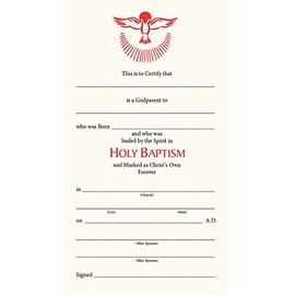 Godparent's Certificate #500: Pack of 25