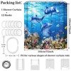 Simpomsy Dolphin Bathroom Curtains, Underwater Shower Curtain 180x180cm - Blue