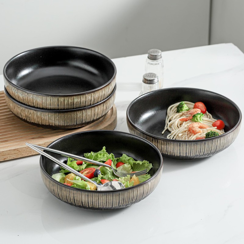KOOV Ceramic Bowl, 46 OZ Pasta Bowls Set of 4,