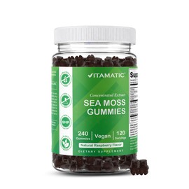 Vitamatic Irish Sea Moss & Bladderwrack Gummies with Burdock Root – Plant-Based Extract – Vegan, Non-GMO, Gluten-Free – Botanical Supplement – 240 Gummies
