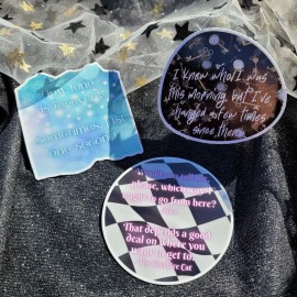 Moonlight Jade Art Alice in Wonderland Sticker Pack ~3 Book Quote Stickers Premium Vinyl Waterproof