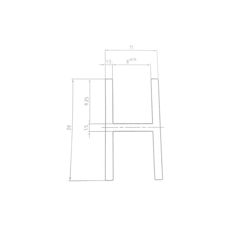 Aluminium H-Profile Anodised Aluminium Rail Aluminium Profile 20 x 11