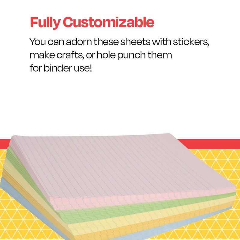 School Smart Ruled Exhibit Paper, 8-1/2 x 11 Inches, Assorted