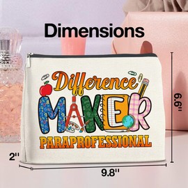 UPNEGE Best Paraprofessional Gifts Makeup Bag, Thank You Gift for Para Difference Maker Paraprofessional Cosmetic Bag Zipper Makeup Pouch