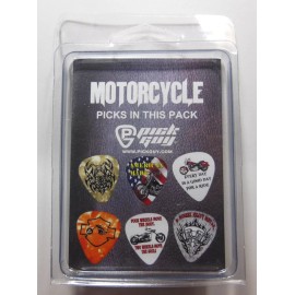 Pick Guy "MOTORCYCLE" Guitar Pick Pack, 6 Picks .71mm Clamshell, pics, plectrums