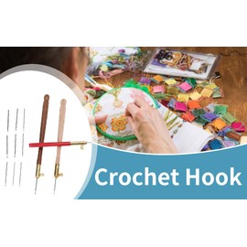 3Pcs Embroidery Crochet Hooks with 9 Needles, Wooden Handle French Tambour Hooks for Sewing Embroidery Beading Sequins