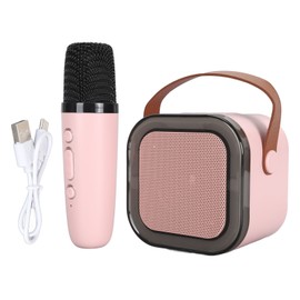 Portable Karaoke Machine LED Dynamic Light Small Bluetooth Speaker with Microphone for 4 to 12 Years Old Kids Adults Roseate