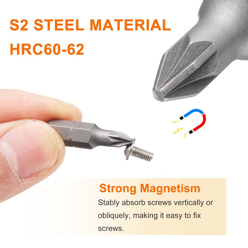 sourcing map 10pcs PZ1 Screwdriver Bit 1/4" Hex Shank 25mm/1"