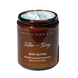 Pretty farm girl Tallow + Tansy Body Butter – Whipped Moisturizer with Grass-Fed Tallow & Blue Tansy – Non-Greasy Hydration for Sensitive Skin, 5.4oz
