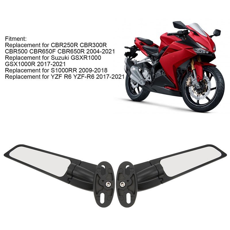 2pcs Motorcycle Wind Wing Mirror Multi Angle Adjustable Rotating Rear