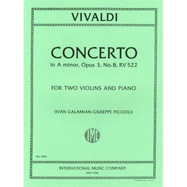 ヴィヴァルディ: 2本のバイオリンのための協奏曲 イ短調 Op.3/8/インターナショナル・ミュージック社/ピアノ伴奏付2本のバイオリン楽譜
