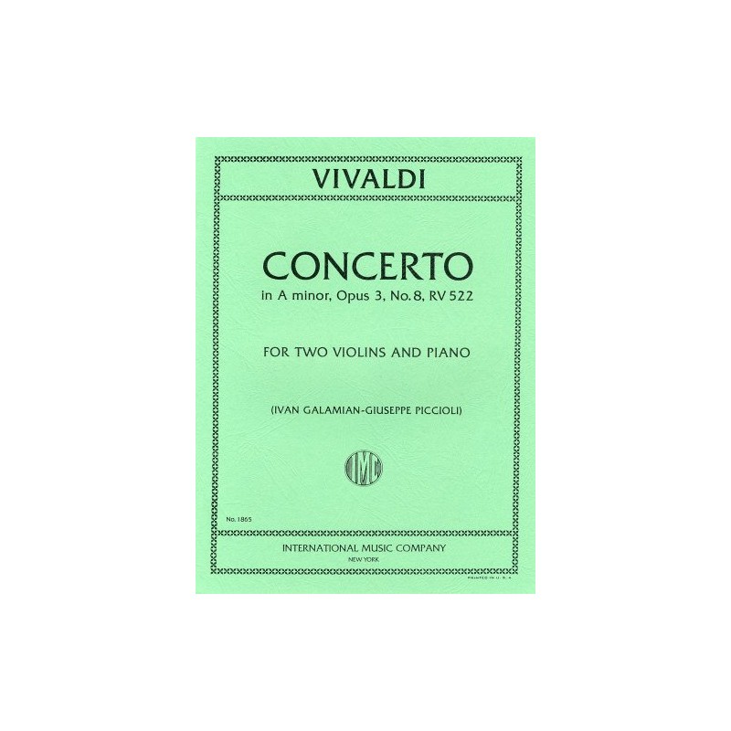 ヴィヴァルディ: 2本のバイオリンのための協奏曲 イ短調 Op.3/8/インターナショナル・ミュージック社/ピアノ伴奏付2本のバイオリン楽譜