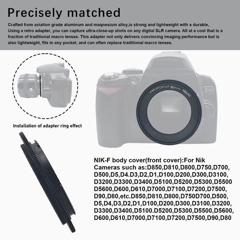 55mm Filter Thread Macro Reverse Mount Adapter Ring, for Nikon