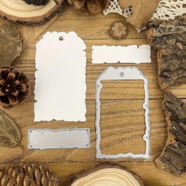 Tag Frame Metal Die Cuts, Tag Label Banner Frame Wedding Cutting Dies Cut Stencils for DIY Photo Decorative Embossing Paper Dies for Scrapbooking Card Making