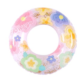 Float Ring O Type for Children, Adults, Float, Parent-child Float, Cute Floral Pattern, Multi-functional Float, Includes Handle, Large Size, Strong Buoyancy, Heat Prevention, Leak-Resistant, Stable,