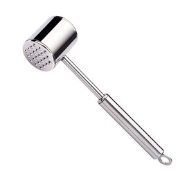 Meat Tenderiser, Meat Hammer, YOCZOX Schnitzel Tenderiser, Steak Hammer, Multifunctional Hammer Made of 18/10 Stainless Steel with Smooth, Serrated Working Surfaces, Sufficient Weight, Silver
