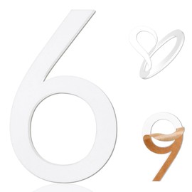 5 Inch Adhesive Numbers, White house Numbers for Apartment Door Farmhouse Mailbox Office Hotel Outside,Home Address Numbers White Acrylic Frosted Matte House (Number 6)…