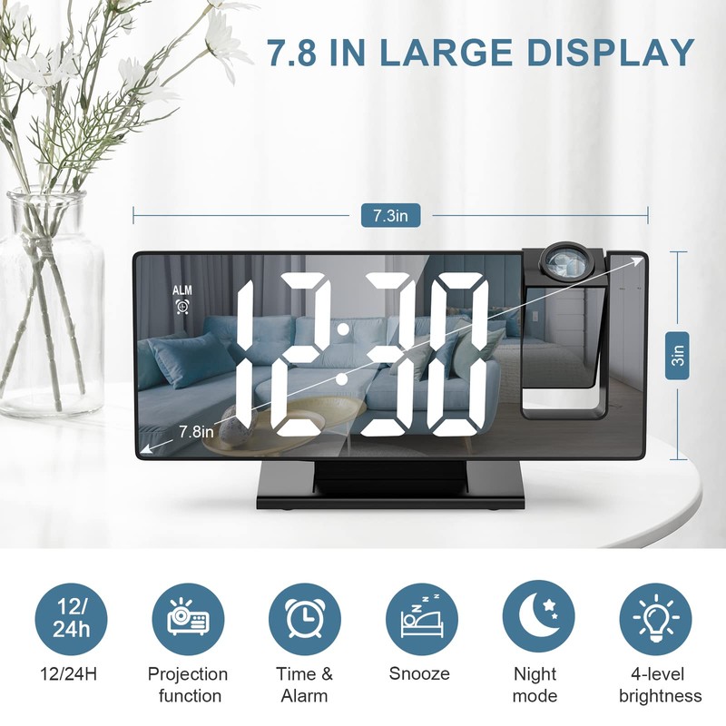 Ankilo Projection Alarm Clock, Digital LED Clock, Electronic Table Clock,