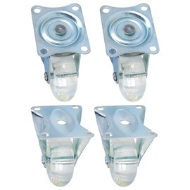 com-four® 4 x Swivel Castors for Furniture, Transparent Transport Castors with Screw-On Plate and Ball Bearings, 2 of the Castors with Swivel Bearings, Industrial Castors (Pack of 04, 50 mm, 120 kg