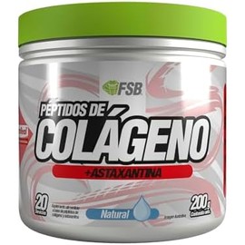 FSB Colágeno Hidrolizado con Astaxantina  Péptidos de Colágeno 200g  20 Servicios  Con Astaxantina (El Antioxidante Más Potente del Mundo)  Alta