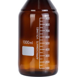 Basstein Lab Media Storage Amber Bottles Brown Graduated Glass Container GL45 Screw Cap Leakproof Multi-Purpose for Scientific | Pack of 4 (Orange,1000ml)