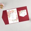20 PCS Burgundy Tri-fold Laser Cut Wedding Invitation Pockets for