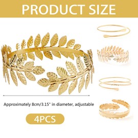 BRDTKUGV 4 Pcs Women Gold Arm Cuff Bracelets, Adjustable Open Wide Wire Bangles, Minimalist Style Bangle Armlets, Fashion Accessories for Daily Wear, Parties, and Unique Travel Gifts
