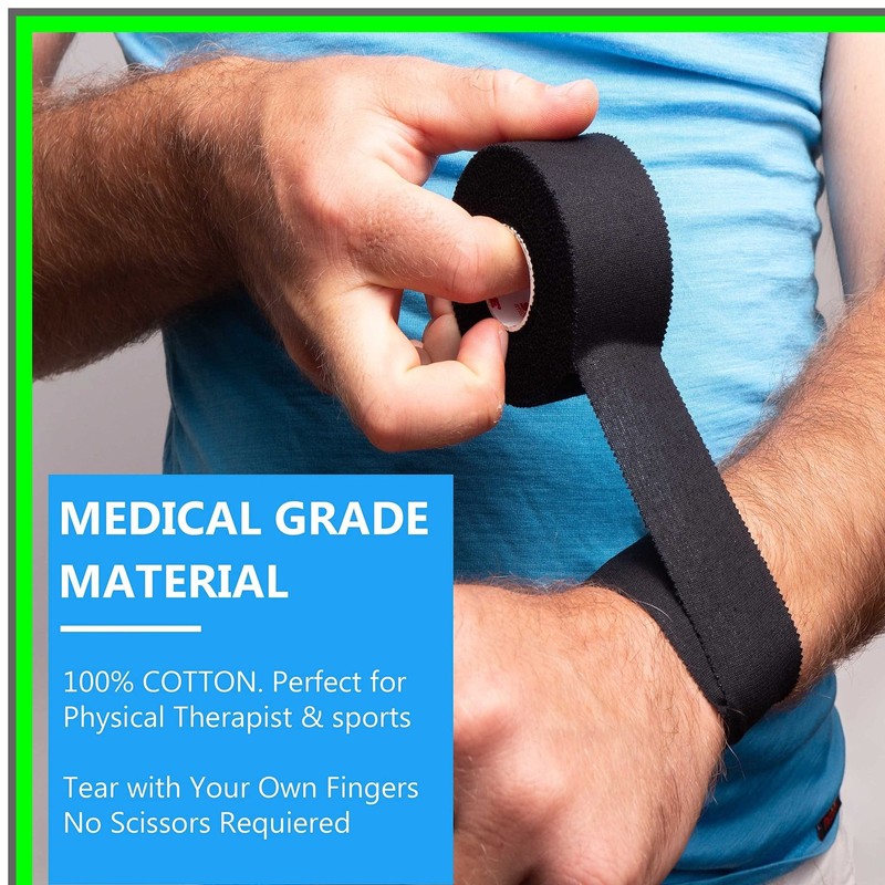 RC-C-MO Athlete's Choice Easy Tear Black Athletic Tape 1.5" x