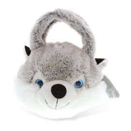 DolliBu Husky Plush Handbag - Super Soft Plush Stuffed Animal Purse for Children's Accessories, Kids Hand Bag Toy Purse, Pretend Play, Fluffy Dress Up Toy Purses for Girls & Boys