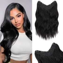 S-Noilite Clip-In Extensions, U-Shaped Clip-In Hair Extensions, Synthetic, Full Head Hair Extensions, 1 Piece, Wavy Clip-In Hair Extensions for Women, 45 cm, Dark Brown