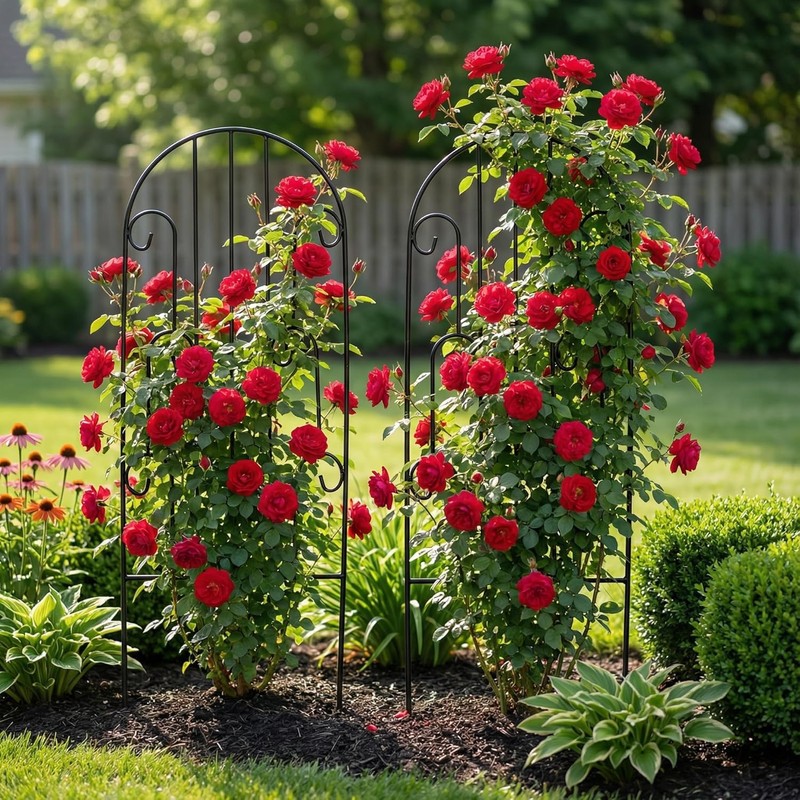 SCENDOR 2 Pack Arched Metal Garden Trellis for Climbing Plants