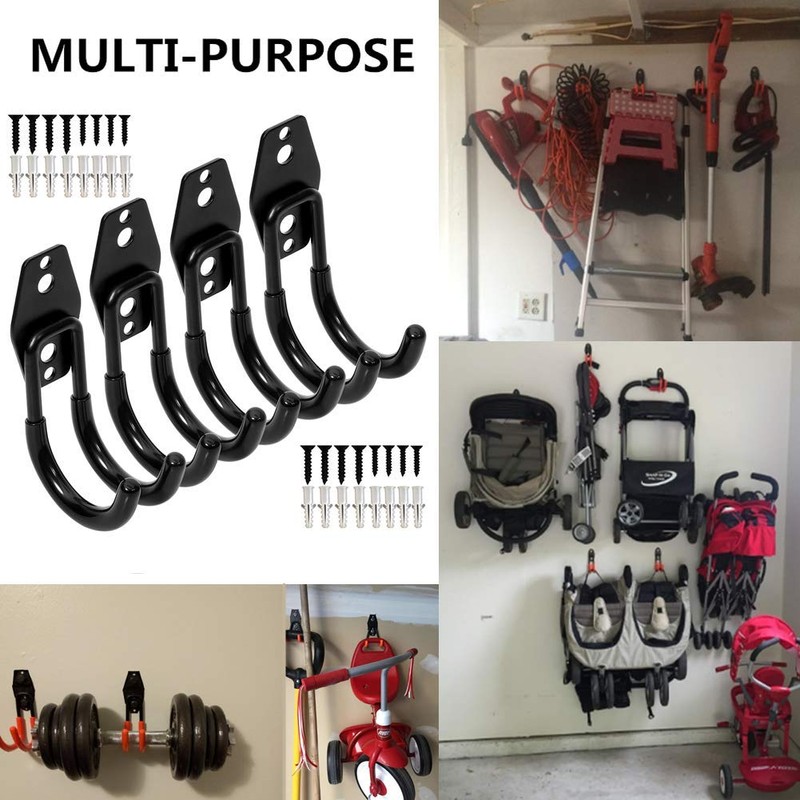 PiPaFox Garage Storage Utility Double Hooks, Heavy Duty Wall Mount