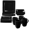 10 Strawberry Street Nova Square Dinnerware Set, 16 PIECE, Black