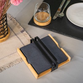 bremermann Bamboo Napkin Holder with Metal Weight Napkin Dispenser