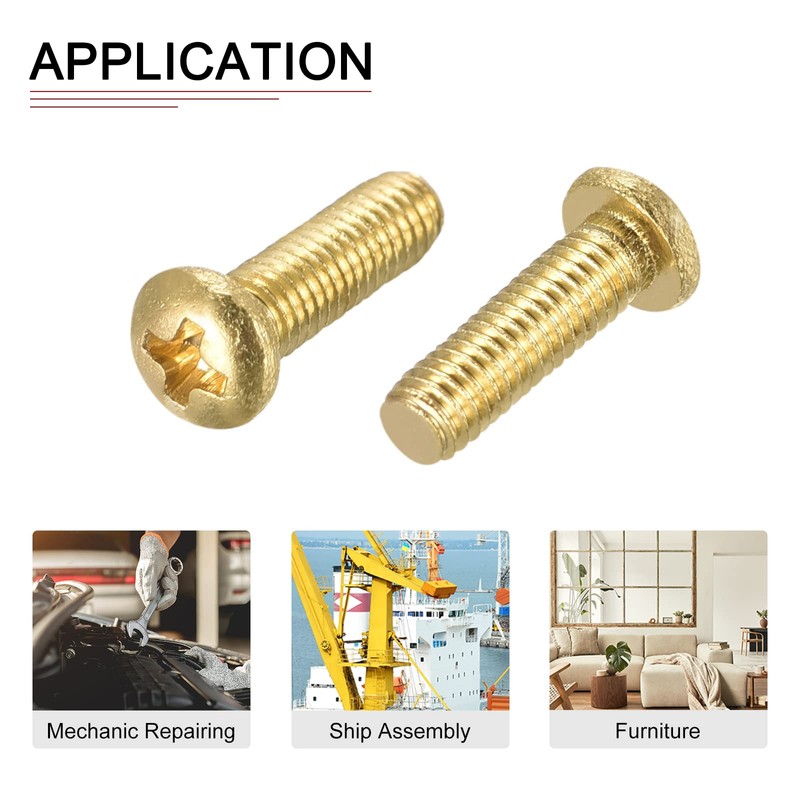 DTGN 14pcs M3x10mm(DxL) Brass Head Machine Screws Suitable for Machinery