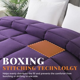 Cosybay Down Alternative Comforter (Purple, Queen) - All Season Soft Quilted Queen Size Bed Comforter - Duvet Insert with Corner Tabs -Winter Summer Warm Fluffy, 88x92inches